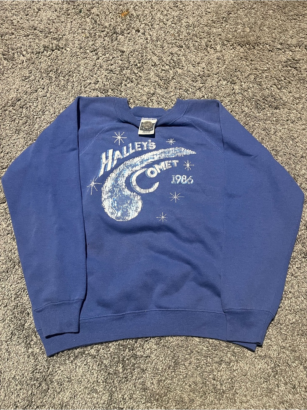 Hanes Blue Crewneck Sweatshirt with Halley's Comet Graphic